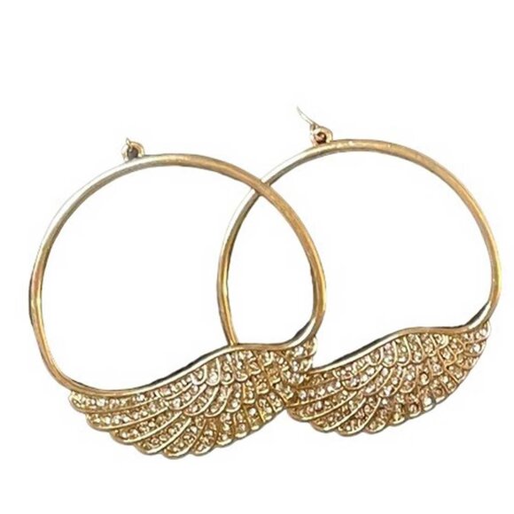 G By Guess Angel Wings Hoop Earrings - Picture 1 of 7